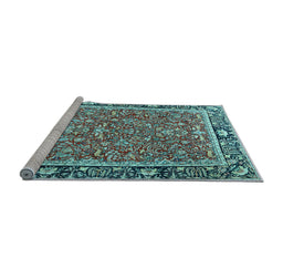 Sideview of Machine Washable Persian Light Blue Traditional Rug, wshtr2921lblu