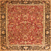 Round Machine Washable Persian Orange Traditional Area Rugs, wshtr2921org