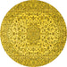 Round Machine Washable Persian Yellow Traditional Rug, wshtr2922yw