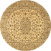 Round Machine Washable Persian Brown Traditional Rug, wshtr2922brn