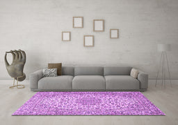 Machine Washable Persian Purple Traditional Area Rugs in a Living Room, wshtr2922pur