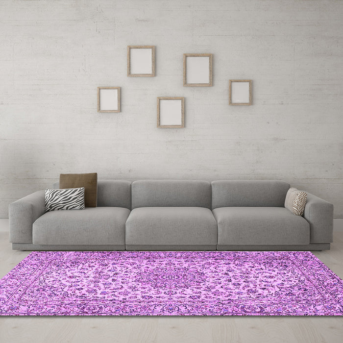 Machine Washable Persian Purple Traditional Area Rugs in a Living Room, wshtr2922pur