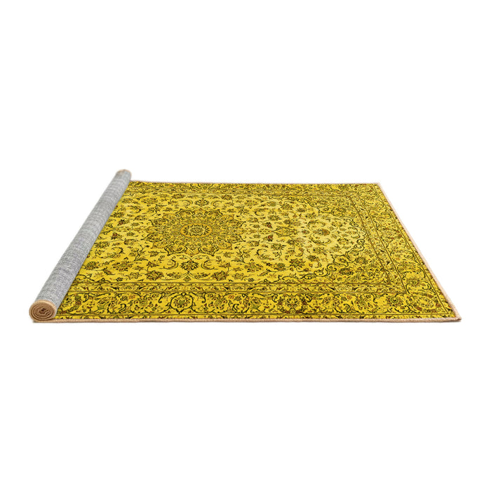 Sideview of Machine Washable Persian Yellow Traditional Rug, wshtr2922yw
