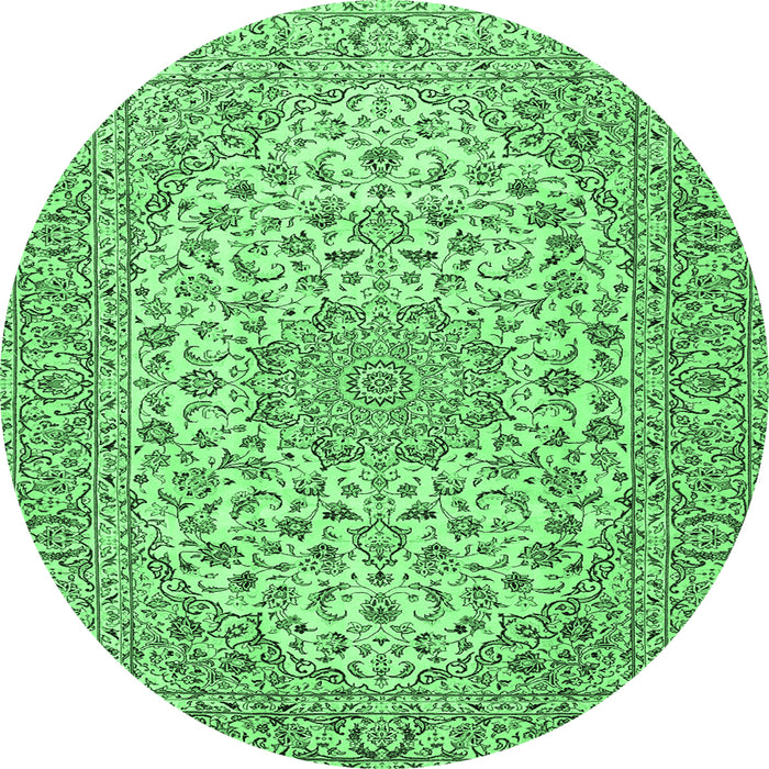 Round Persian Emerald Green Traditional Rug, tr2922emgrn