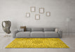 Machine Washable Persian Yellow Traditional Rug in a Living Room, wshtr2922yw