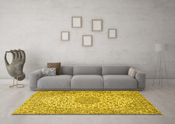 Machine Washable Persian Yellow Traditional Rug in a Living Room, wshtr2922yw
