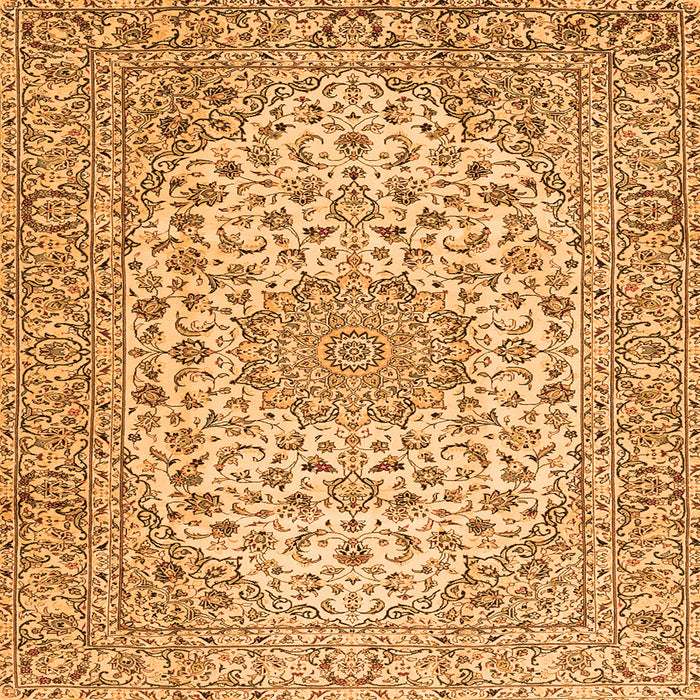Round Machine Washable Persian Orange Traditional Area Rugs, wshtr2922org