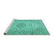 Sideview of Machine Washable Persian Turquoise Traditional Area Rugs, wshtr2922turq