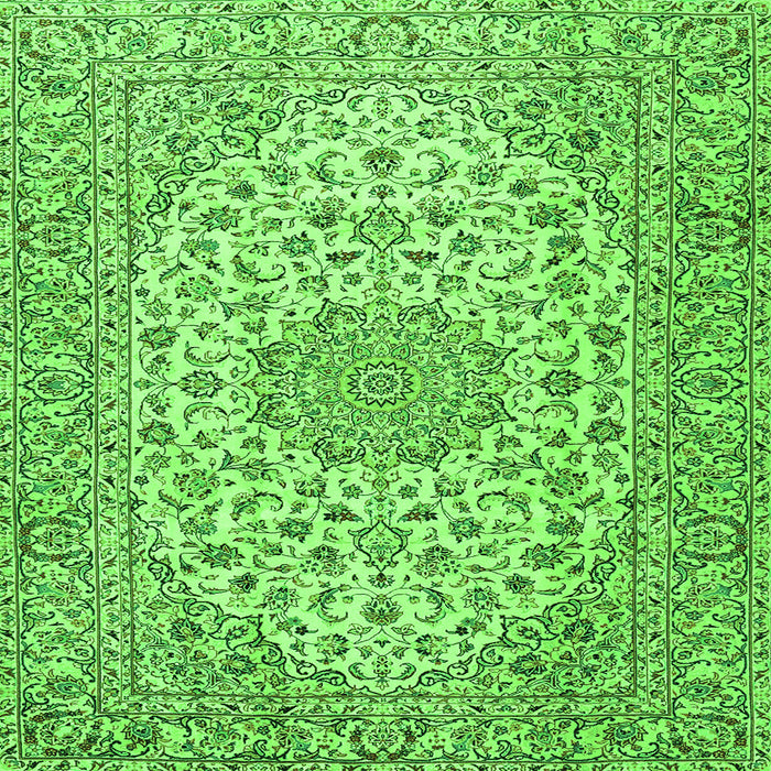 Round Machine Washable Persian Green Traditional Area Rugs, wshtr2922grn