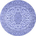 Round Machine Washable Persian Blue Traditional Rug, wshtr2922blu