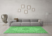 Machine Washable Persian Emerald Green Traditional Area Rugs in a Living Room,, wshtr2922emgrn