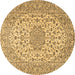 Round Persian Brown Traditional Rug, tr2922brn