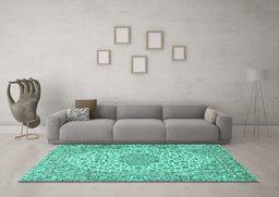 Machine Washable Persian Turquoise Traditional Area Rugs in a Living Room,, wshtr2922turq