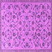 Square Machine Washable Persian Purple Traditional Area Rugs, wshtr2923pur