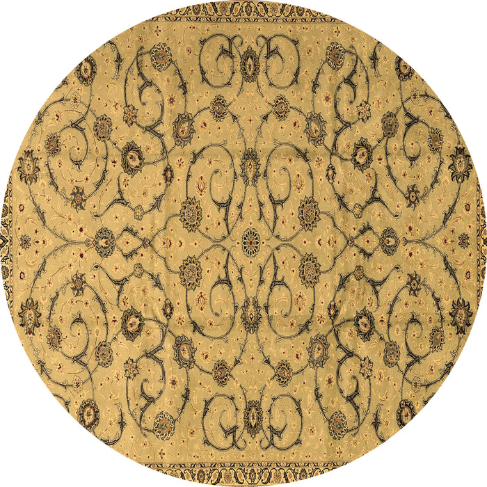 Round Persian Brown Traditional Rug, tr2923brn