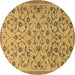 Round Persian Brown Traditional Rug, tr2923brn