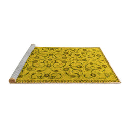 Sideview of Machine Washable Persian Yellow Traditional Rug, wshtr2923yw