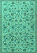 Machine Washable Persian Turquoise Traditional Area Rugs, wshtr2923turq