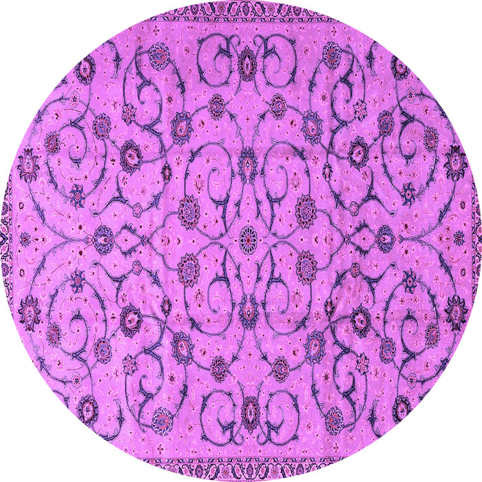 Round Machine Washable Persian Purple Traditional Area Rugs, wshtr2923pur