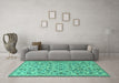 Machine Washable Persian Turquoise Traditional Area Rugs in a Living Room,, wshtr2923turq