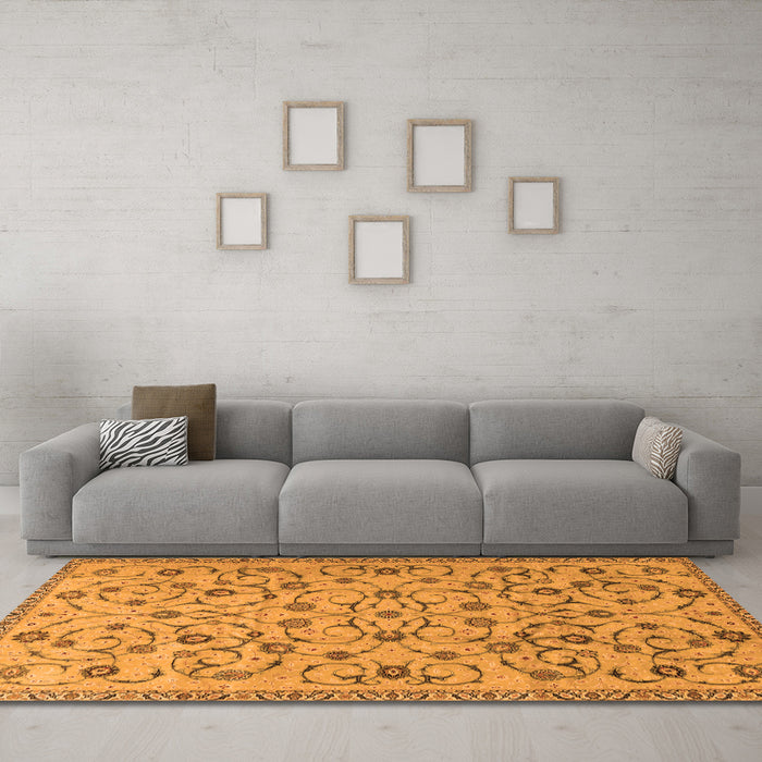 Machine Washable Persian Orange Traditional Area Rugs in a Living Room, wshtr2923org