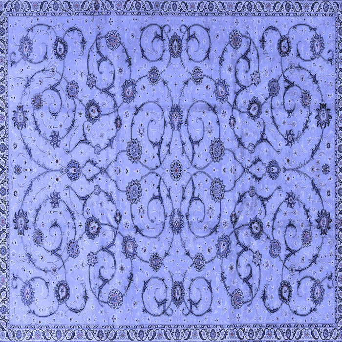 Square Machine Washable Persian Blue Traditional Rug, wshtr2923blu