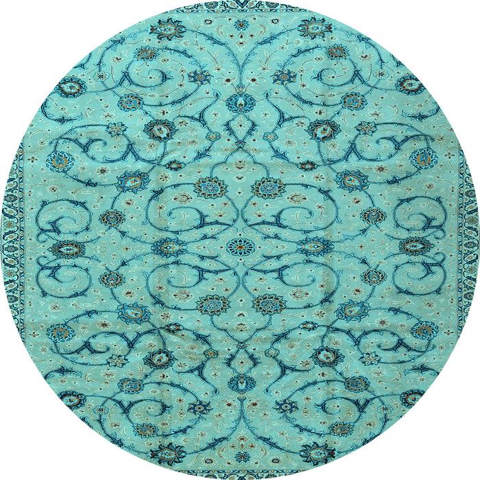 Round Machine Washable Persian Light Blue Traditional Rug, wshtr2923lblu
