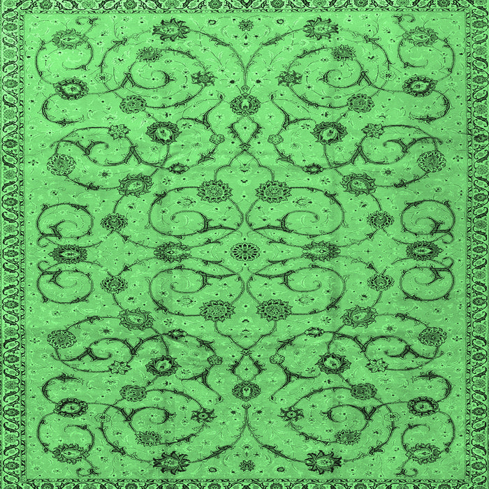 Square Machine Washable Persian Emerald Green Traditional Area Rugs, wshtr2923emgrn