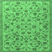 Square Machine Washable Persian Emerald Green Traditional Area Rugs, wshtr2923emgrn