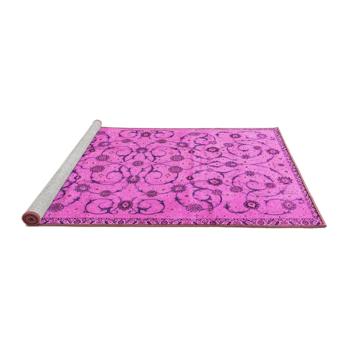 Sideview of Machine Washable Persian Pink Traditional Rug, wshtr2923pnk