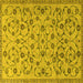 Square Machine Washable Persian Yellow Traditional Rug, wshtr2923yw