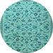 Round Persian Light Blue Traditional Rug, tr2923lblu