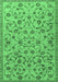 Machine Washable Persian Emerald Green Traditional Area Rugs, wshtr2923emgrn