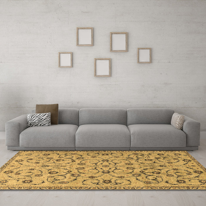 Machine Washable Persian Brown Traditional Rug in a Living Room,, wshtr2923brn