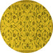 Round Machine Washable Persian Yellow Traditional Rug, wshtr2923yw