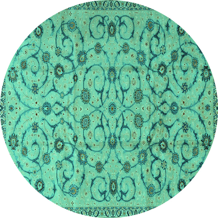 Round Persian Turquoise Traditional Rug, tr2923turq