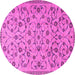 Round Machine Washable Persian Pink Traditional Rug, wshtr2923pnk