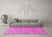 Machine Washable Persian Pink Traditional Rug in a Living Room, wshtr2923pnk