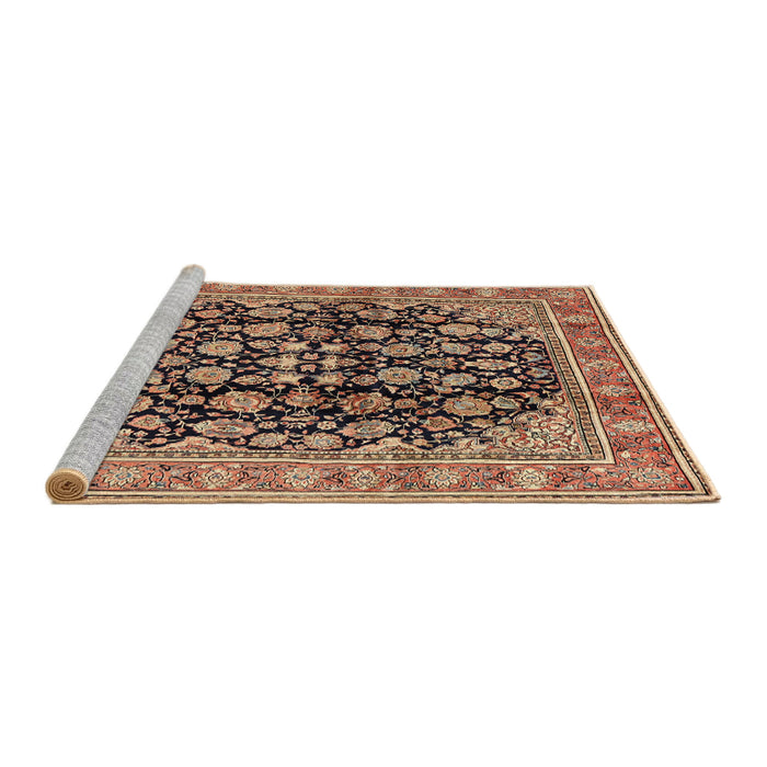 Sideview of Machine Washable Traditional Sandy Brown Rug, wshtr2924