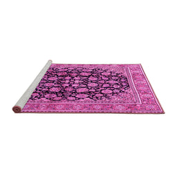 Sideview of Machine Washable Persian Pink Traditional Rug, wshtr2924pnk