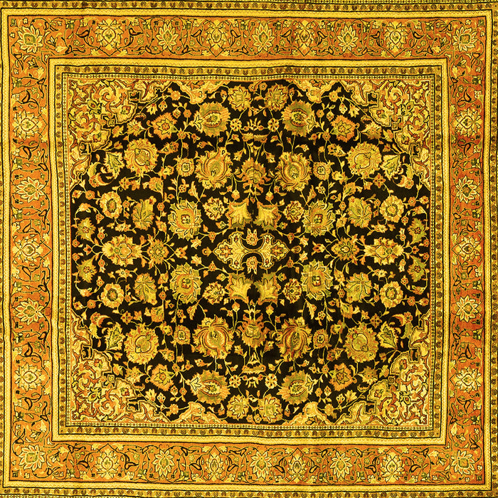 Square Machine Washable Persian Yellow Traditional Rug, wshtr2924yw