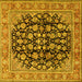 Square Machine Washable Persian Yellow Traditional Rug, wshtr2924yw