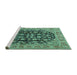 Sideview of Machine Washable Persian Turquoise Traditional Area Rugs, wshtr2924turq