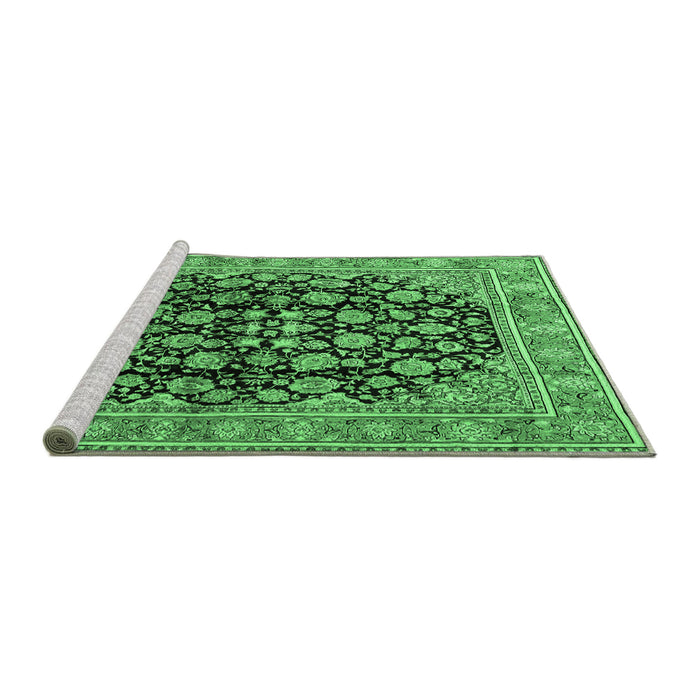 Sideview of Machine Washable Persian Emerald Green Traditional Area Rugs, wshtr2924emgrn
