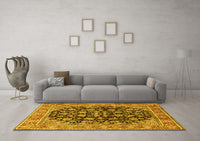 Machine Washable Persian Yellow Traditional Rug, wshtr2924yw