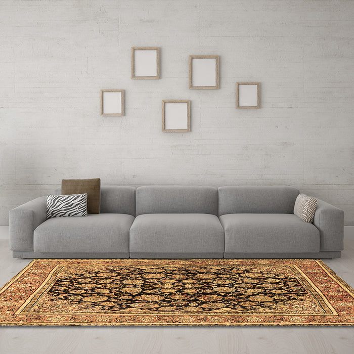 Machine Washable Persian Brown Traditional Rug in a Living Room,, wshtr2924brn
