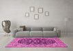 Machine Washable Persian Pink Traditional Rug in a Living Room, wshtr2924pnk