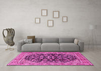 Machine Washable Persian Pink Traditional Rug, wshtr2924pnk