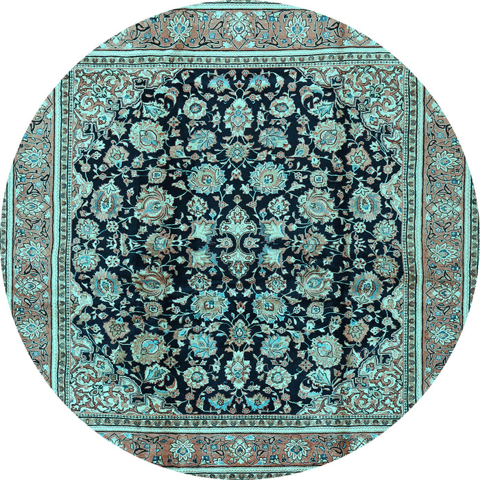 Round Machine Washable Persian Light Blue Traditional Rug, wshtr2924lblu