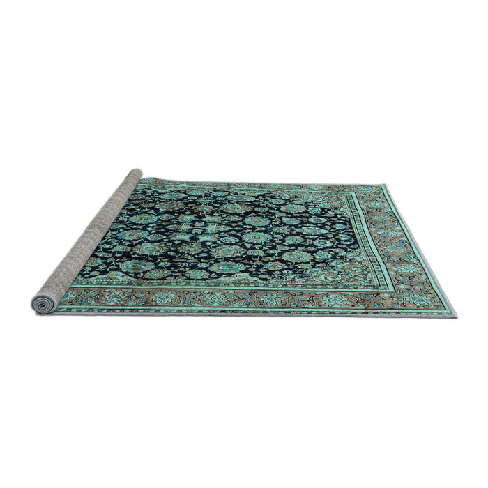Sideview of Machine Washable Persian Light Blue Traditional Rug, wshtr2924lblu